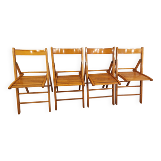 Set of 4 solid wood folding chairs