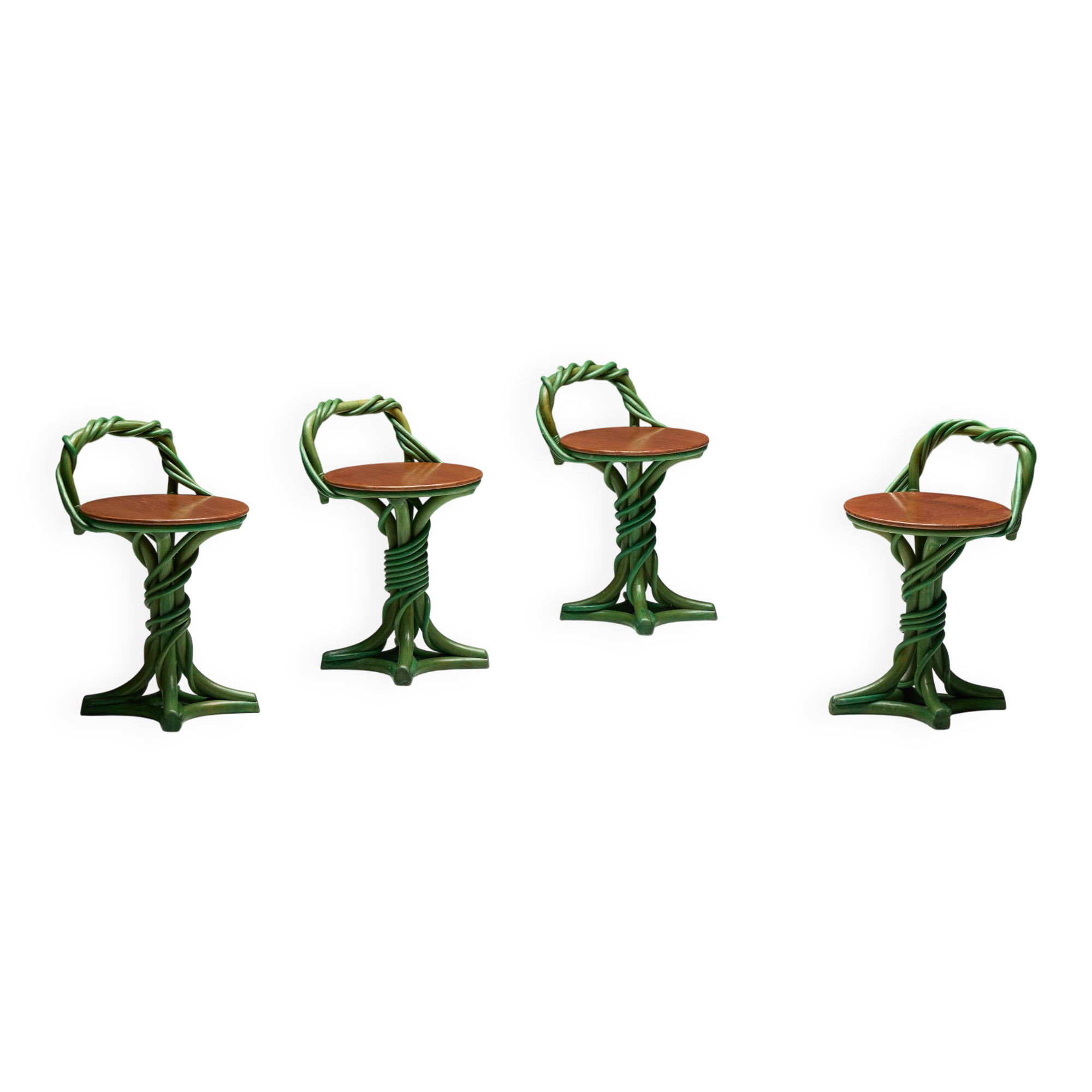 Whimsical Vine Twist Stools, France, Late 20th Century