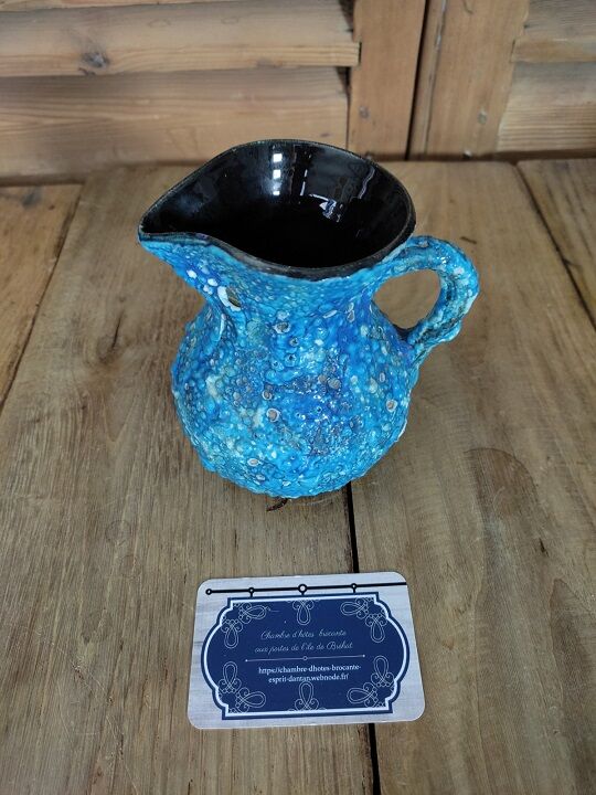 Pitcher lava Blue ceramic Vanoise old vintage