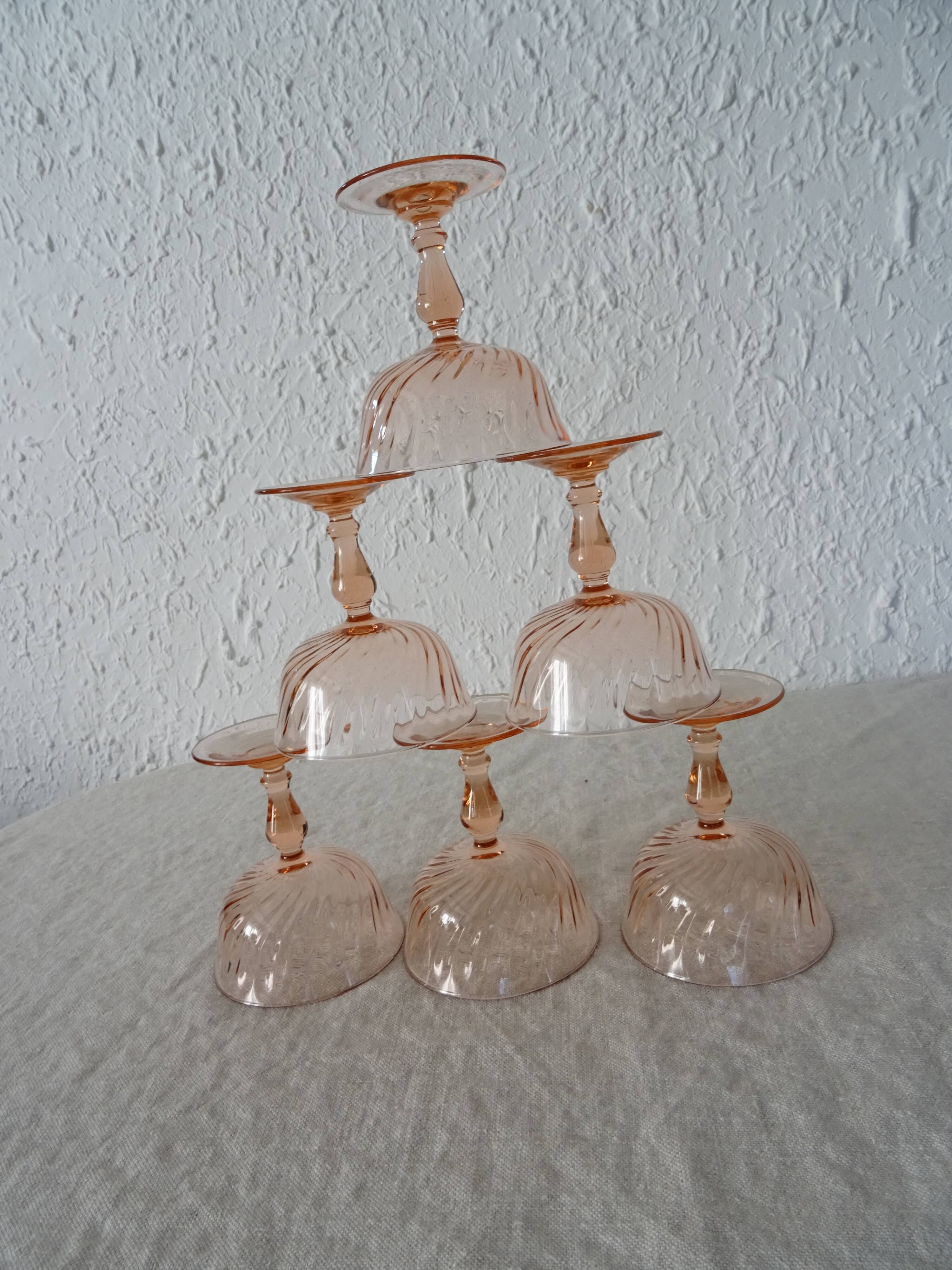 6 glasses dessert or champagne rosaline luminarc 480323 pink glass