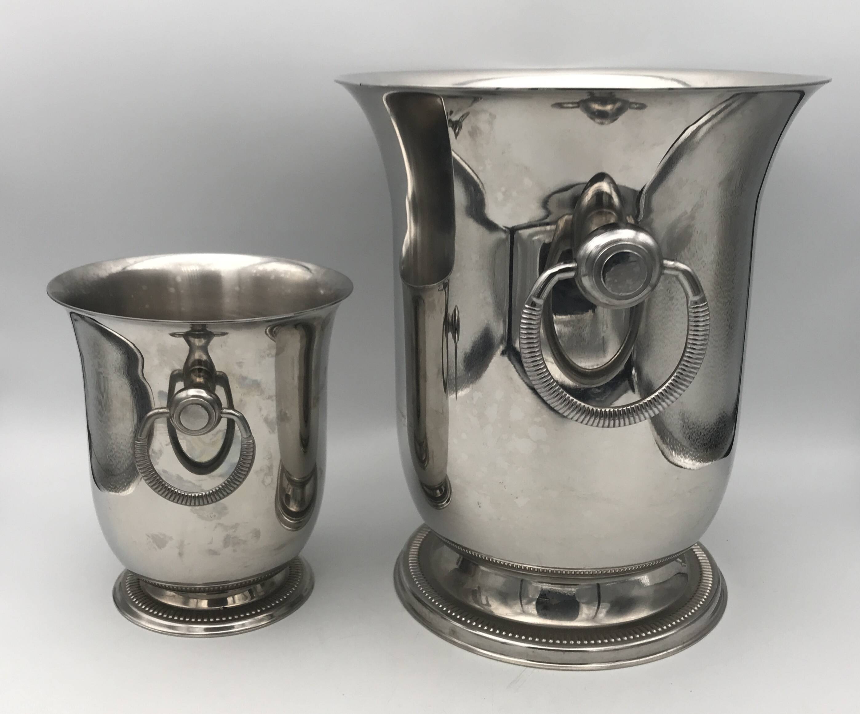 Jean COUZON champagne bucket and ice bucket set on pedestal