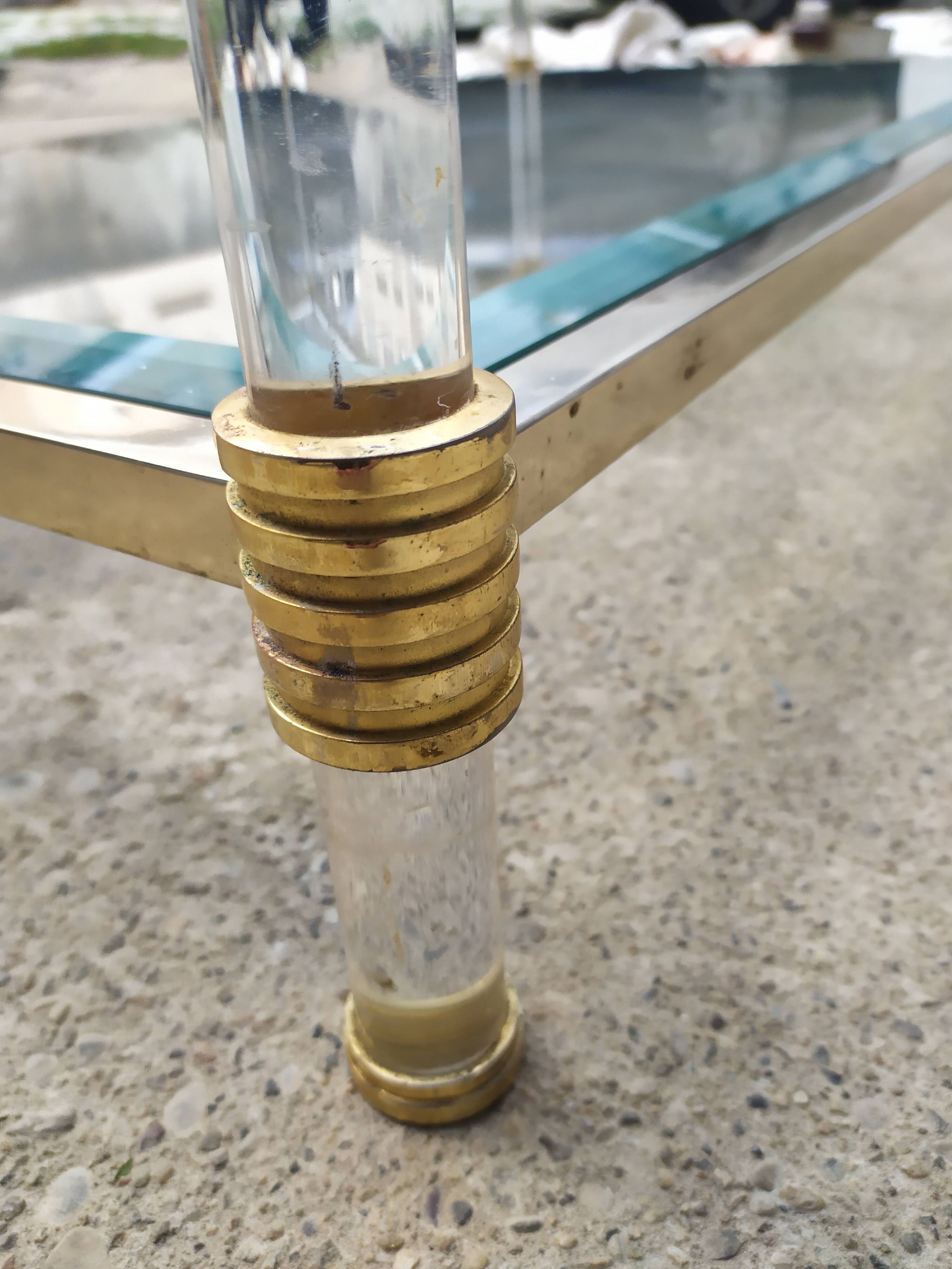 Table basse double plateau verre vintage