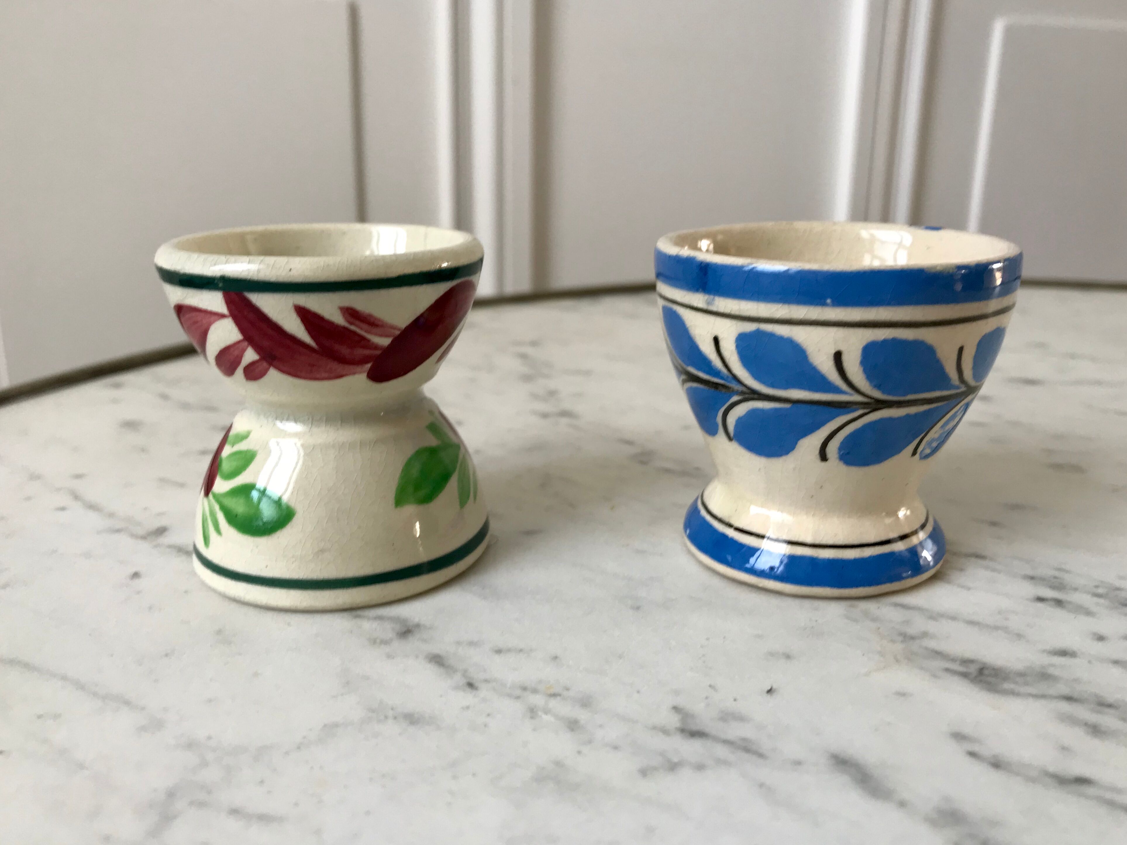 Duo of Henriot Quimper cockroaches hand-painted 60s