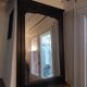 Old mirror 128.5x85 cm of art deco fireplace 1900 in dark oak