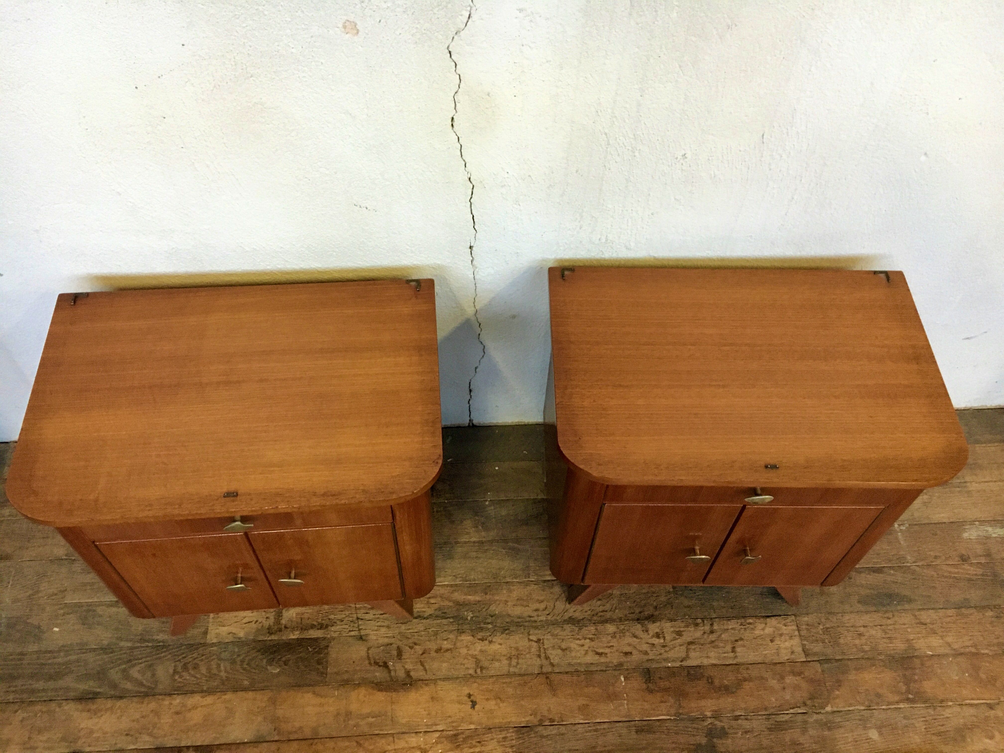 Pair of night tables feet compass bedside end of vintage sofa old 1950 1960 retro