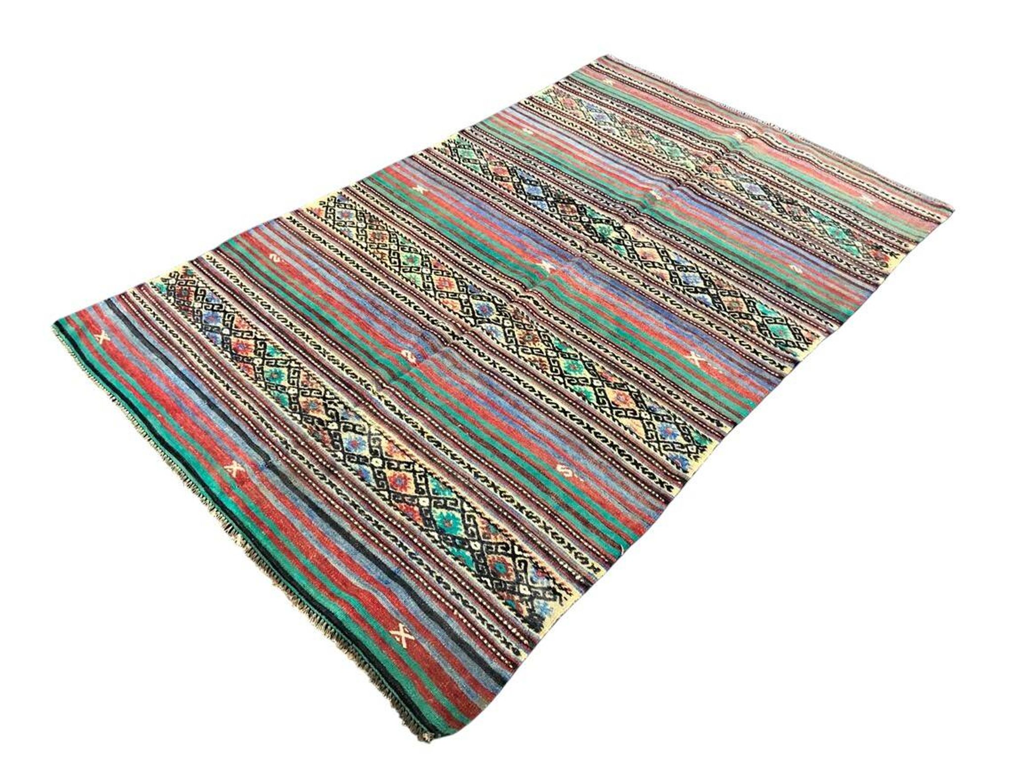 Neutral Turkish Stripe Kilim Rug