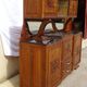 Large buffet with 2 bodies in walnut and marble