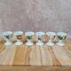 Set of 6 antique egg cups in porcelain from Paris + wooden stand