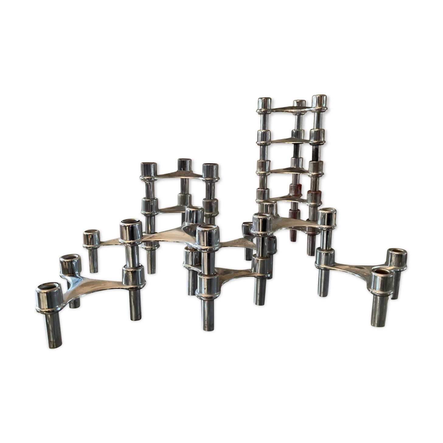 Series of 14 vintage Nagel style modular candle holders