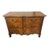 Louis XV style crossbow commode in solid walnut