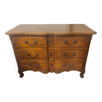 Louis XV style crossbow commode in solid walnut