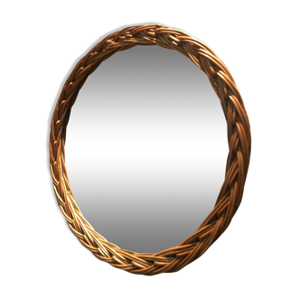 Rattan round mirror 34cm