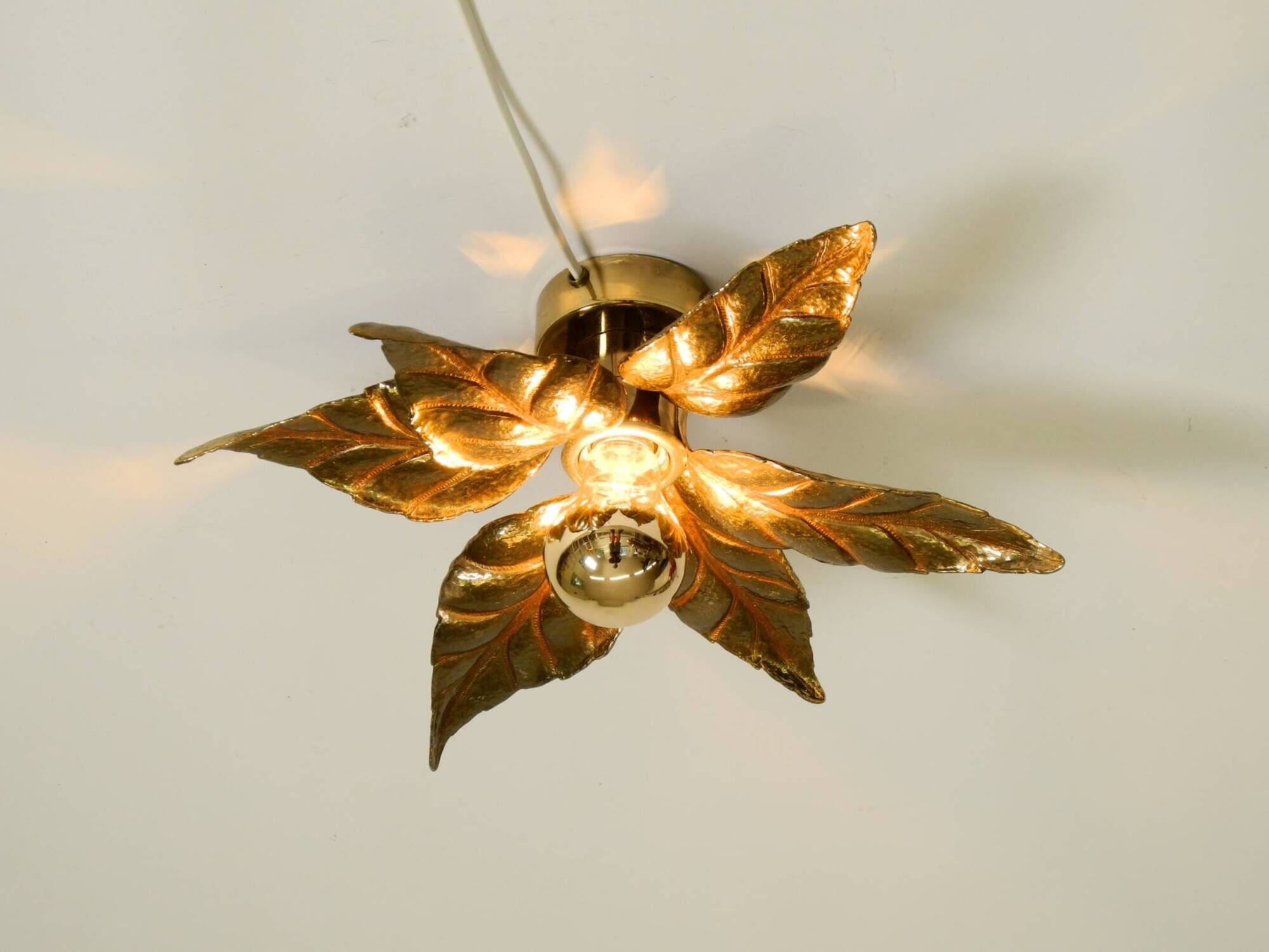 Beautiful brass ceiling or wall lamp from the 1970s by Willy Daro