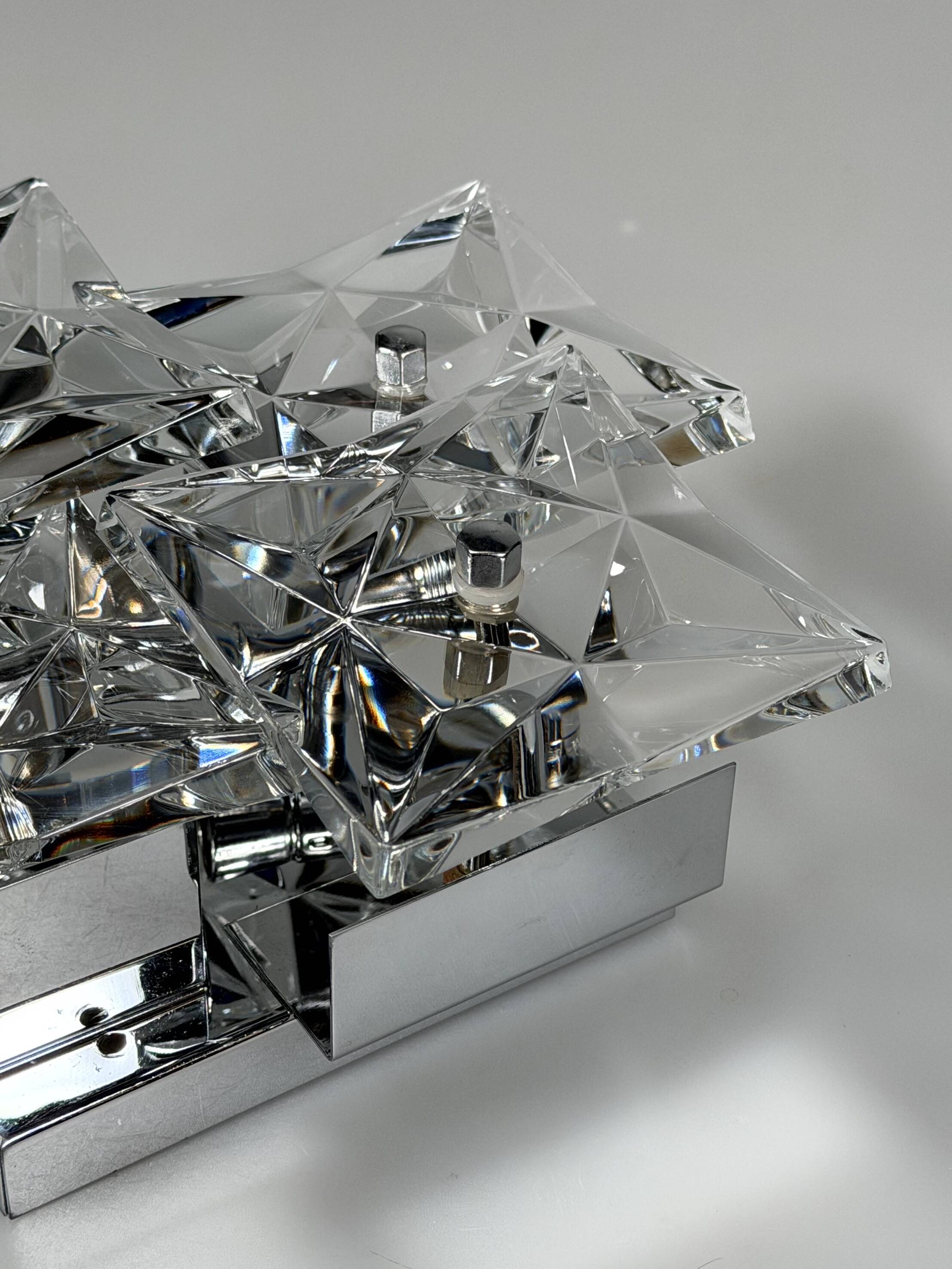 1960s 1970s Wall Sconce by Kinkeldey Lighting Germany in Glass & Chrome