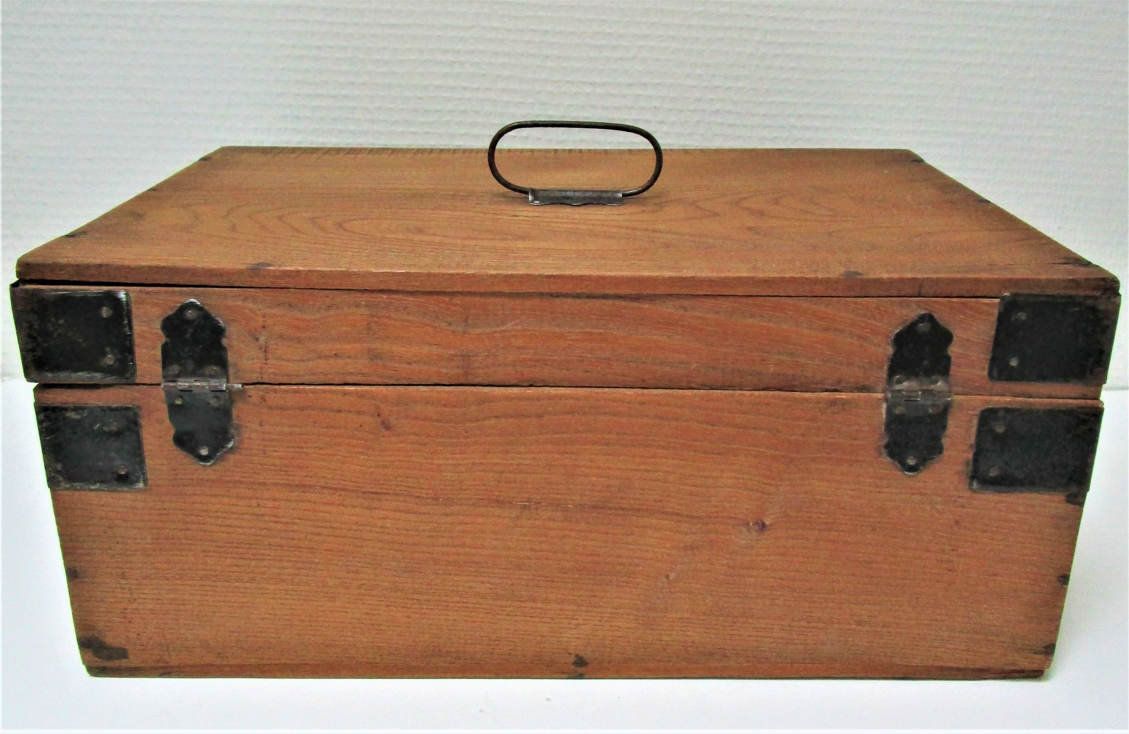 Solid wood box patinated early 20th century