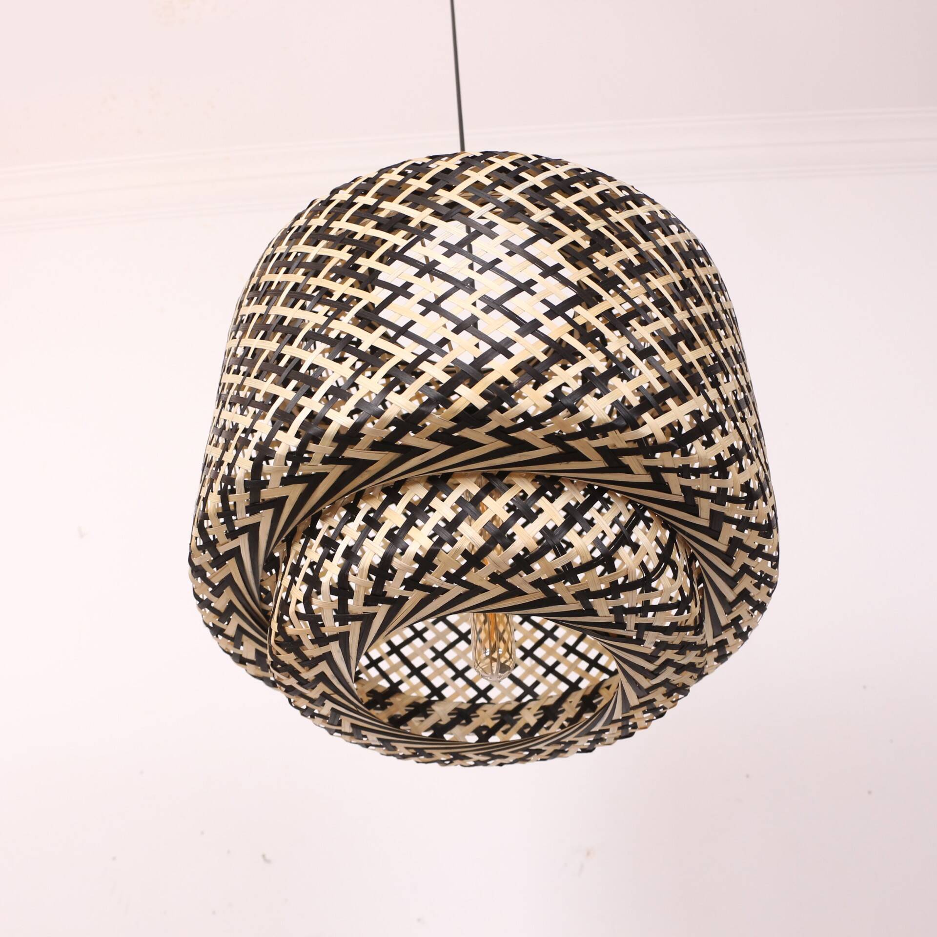 Bamboo Lighting 40 cm Black and  Natural, Bamboo Chandelier, Bamboo Lamp