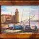 HST painting "Port de Collioure" by Vincent Pulpito + gallery stamp frame