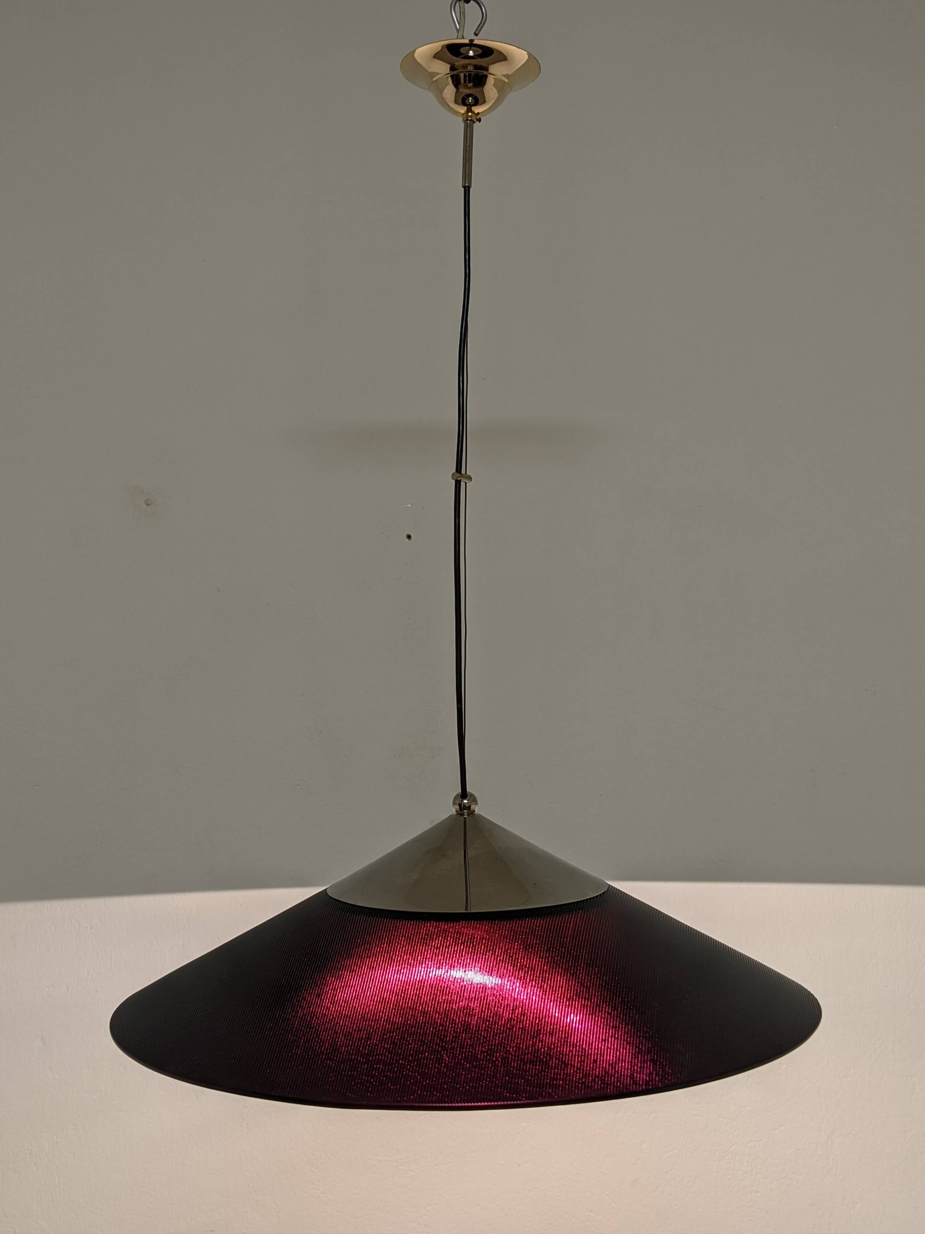 XXL black marmorite saucer suspension, Italy circa 1970.