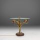 French Hollywood Regency style coffee table with lightning in brass flowers, 1950