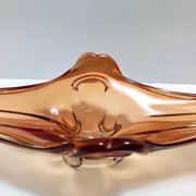 Vintage rusty orange sommerso murano glass bowl / centerpiece, italy