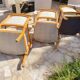 Three cross-back chairs in Restoration style.