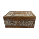 Boite en bois sculpté motif feuilles