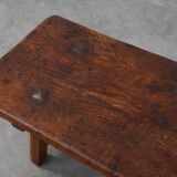 17th Century Spanish Brutalist coffee table in wood and wrought iron