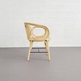 Rattan and cane armchairs, set of 2