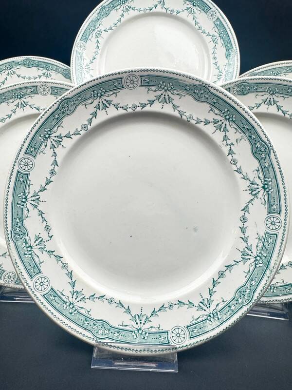 Set of 6 old earthenware plates Moulin des Loups & Hamage – Provence model – Terre de Fer