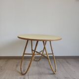 Circular coffee table in rattan years 60