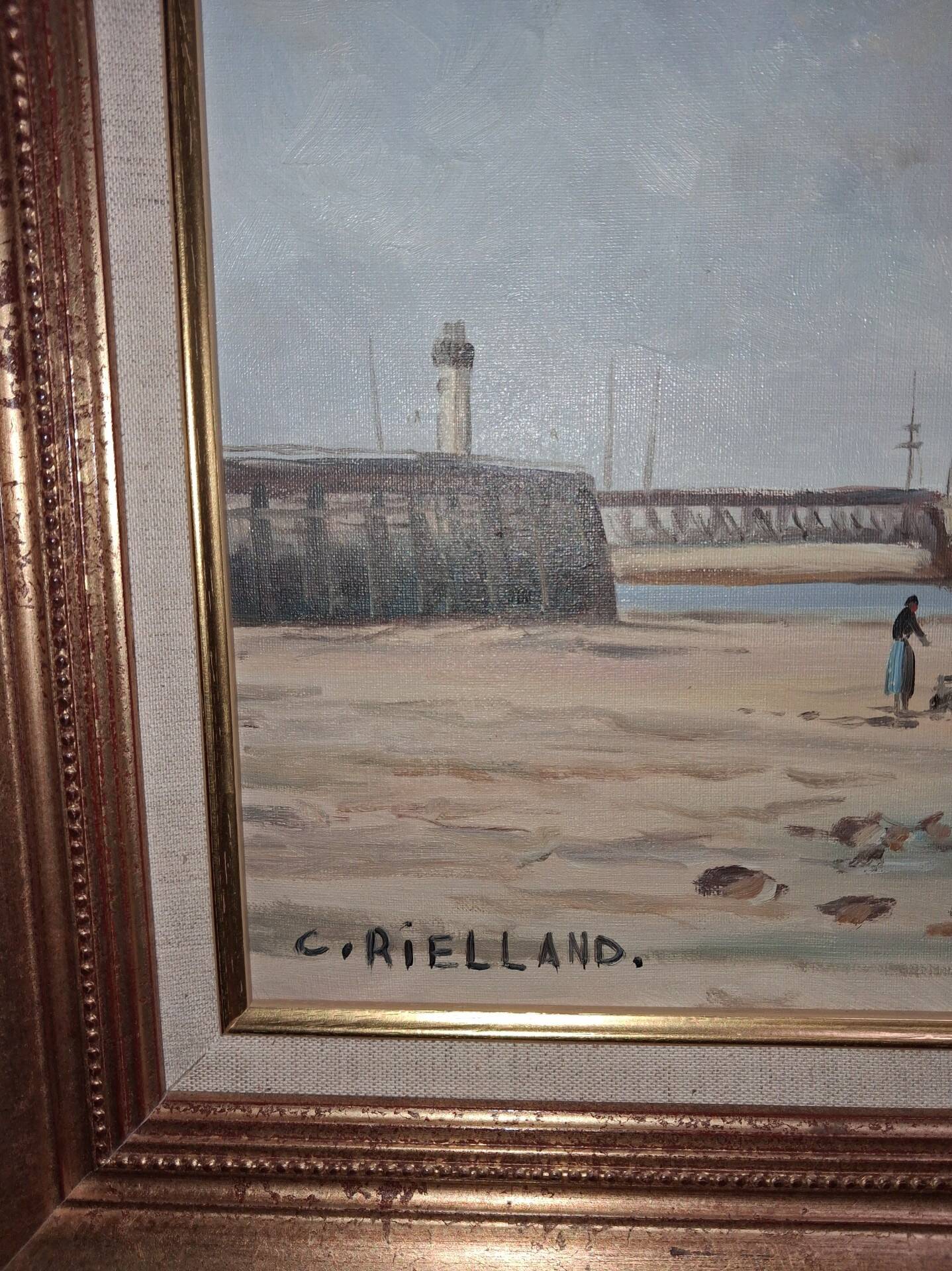 Christophe Rielland (XXᵉ siècle) – Vue de port et plage animée