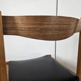 Six Scandinavian-style teak and leather dining chairs