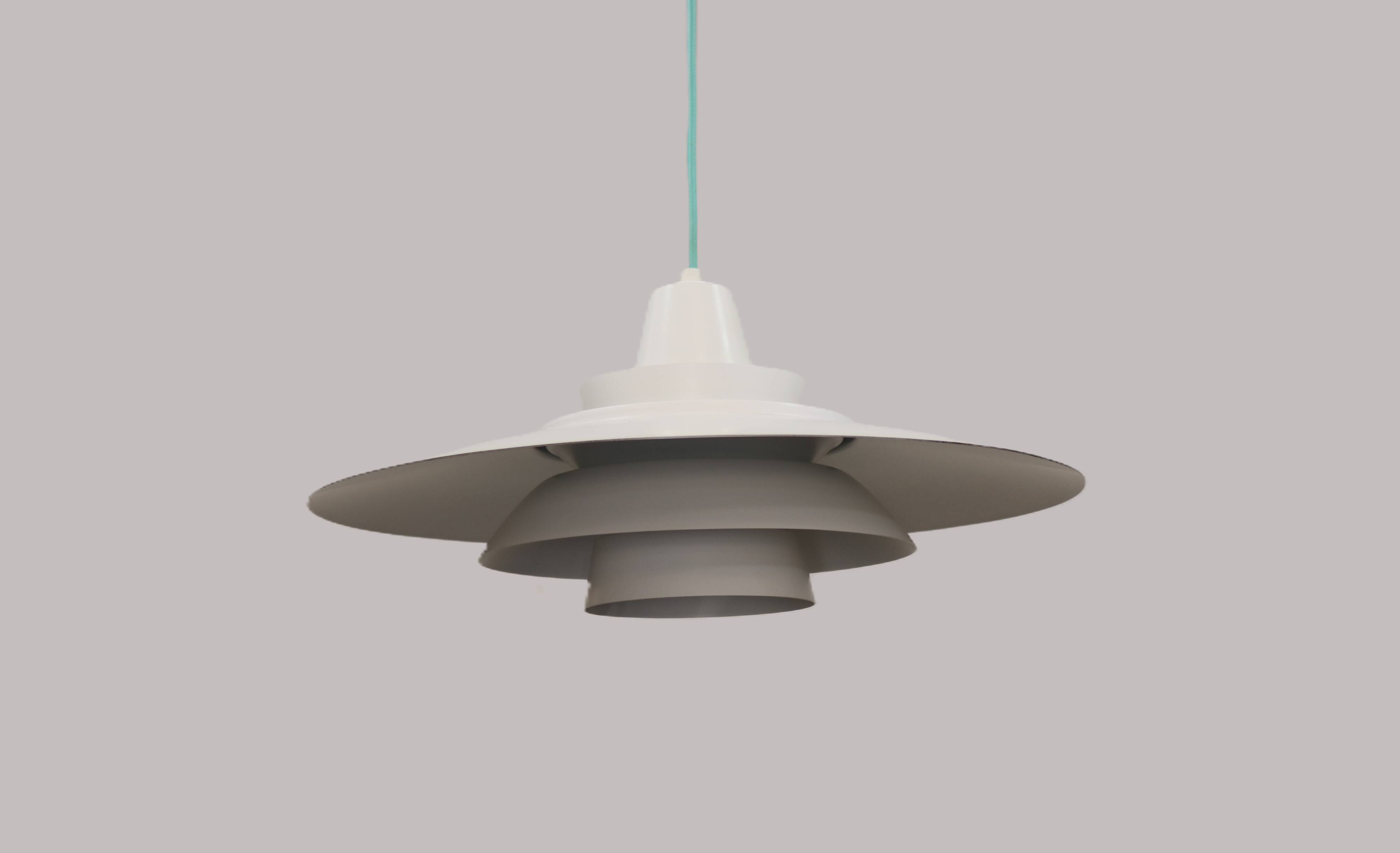 Vintage David Mogensen White Pendant Lamp, Super Light A/S, Danish Mid-Cent