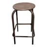 High metal stool and wooden seat Labo style dating from the 1940s industrial style