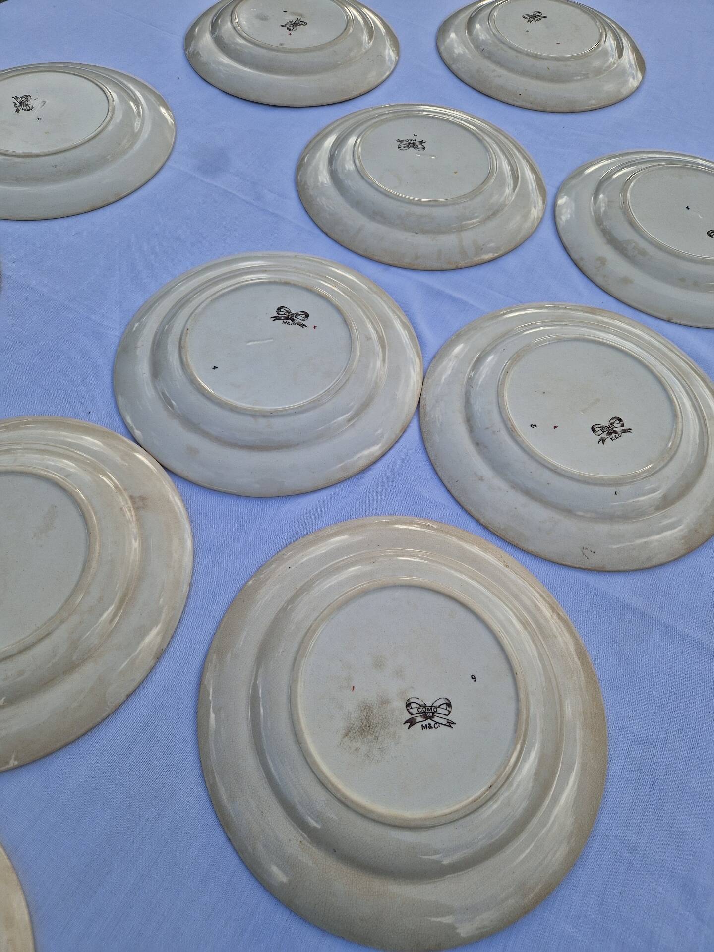 Set of 12 Terre De Fer Plates Manufacture Moore & Co Model Como