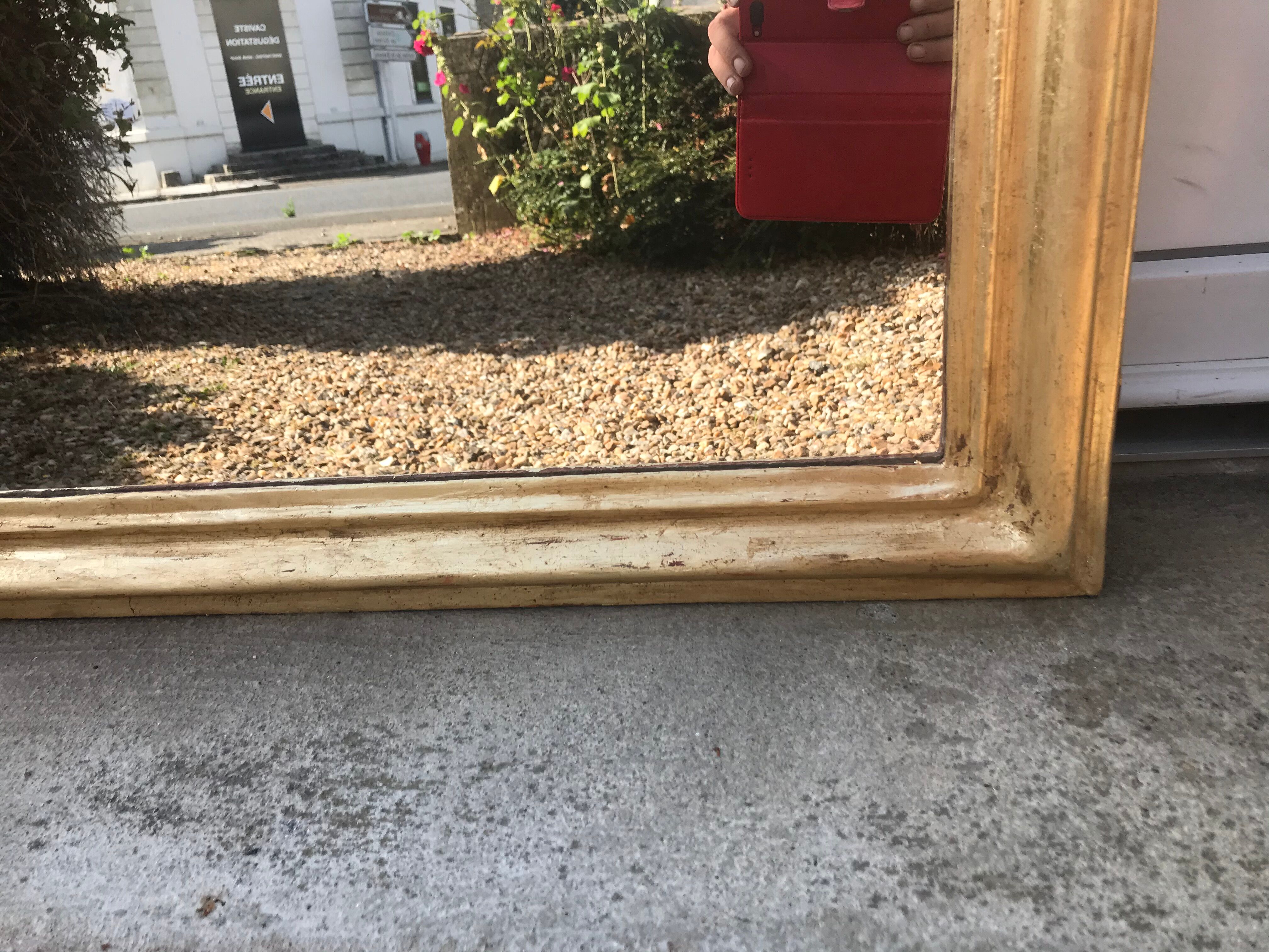 Golden Louis-philippe mirror with pediment 170x72 cm