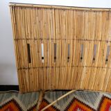 Tiki bar, rattan bar and two stools