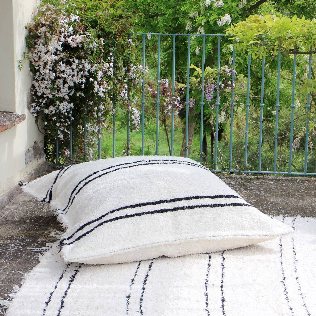 Housse de pouf artisanal en coton recyclé tissé main