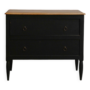 Commode noire à 2 tiroirs,