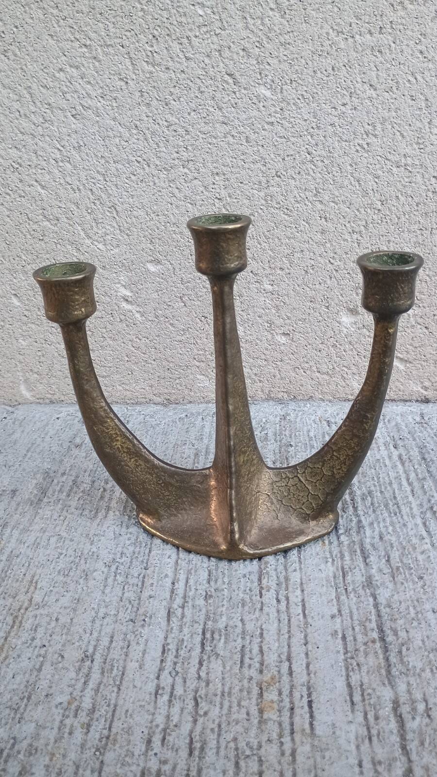 Brutalist bronze chandelier by Horst Dalbeck, Germany, Gilde Handwerk, 1970.