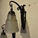 Pair of wall light era Art deco wrought iron & glass Maynadier