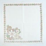 6 cotton napkins - brown and green floral pattern - Gévéor France - vintage 70s