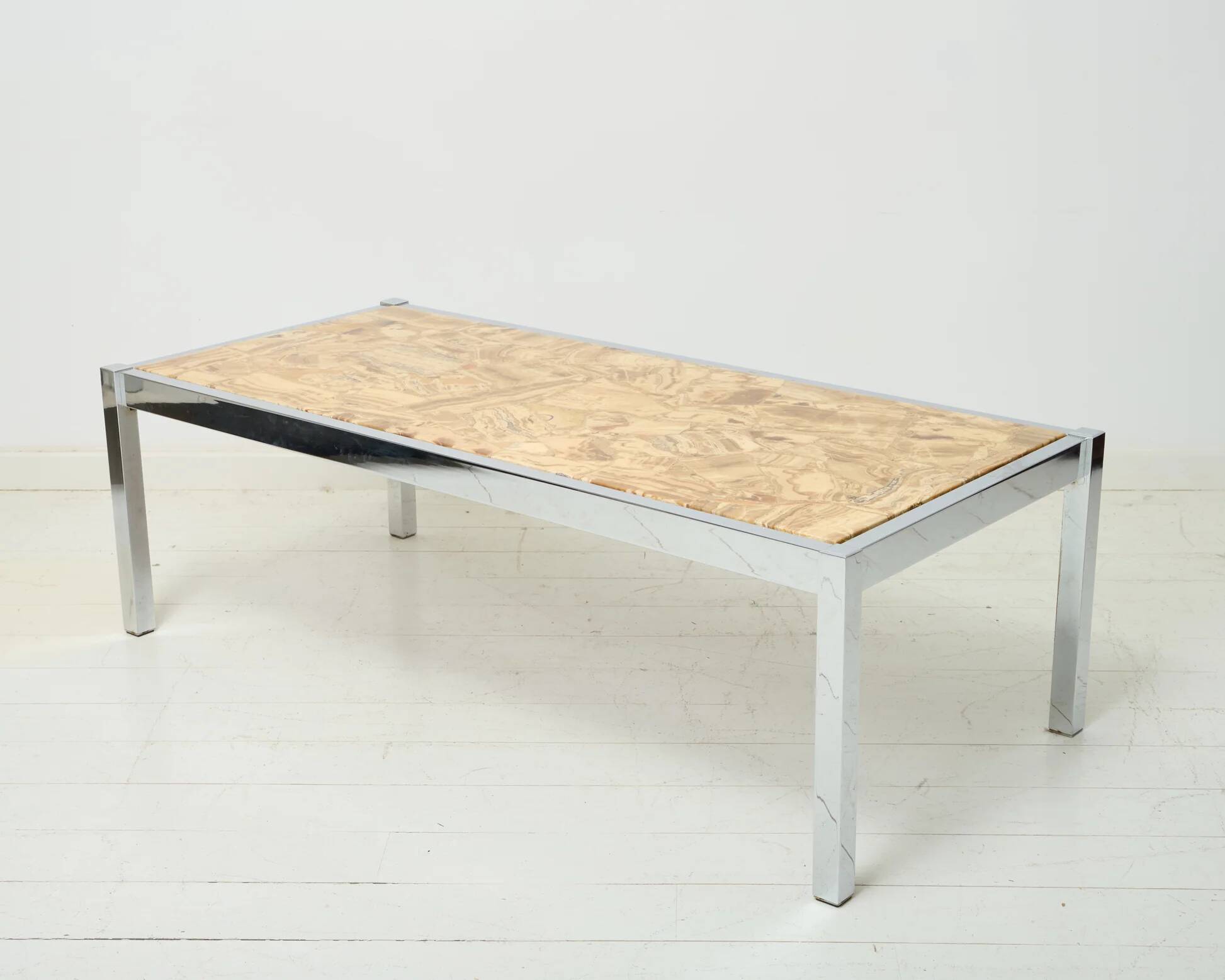 Stone and chrome coffee table, 1970-1980