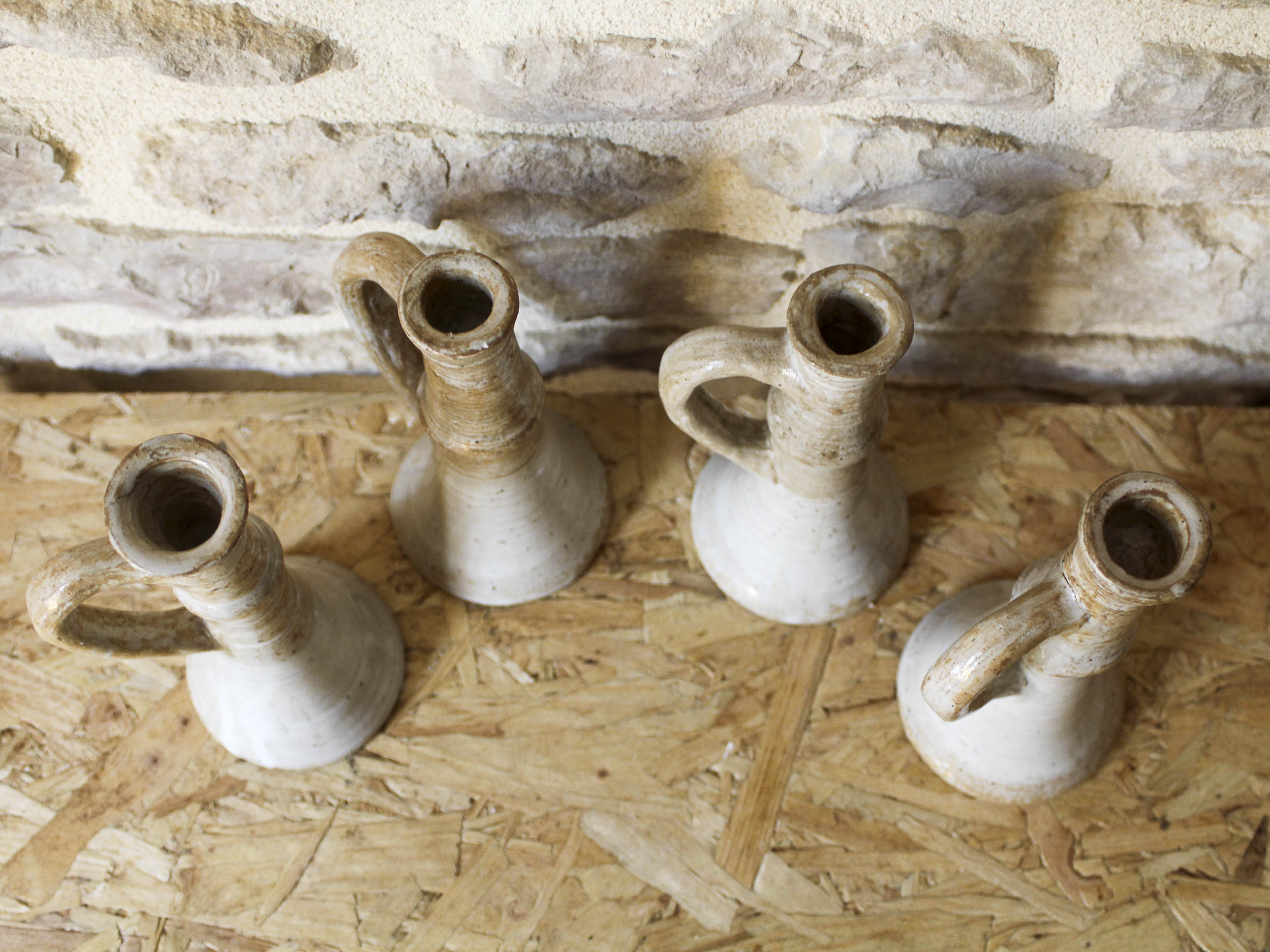 Set of 4 stoneware candle holders Pierre Lion - Puisaye
