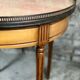 Louis XVI-style kettle table in cherry veneer with salmon marble top