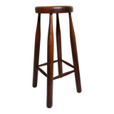 High stool in solid wood, Scandinavian style, 50s, 82 cm