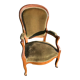 Armchair Voltaire Louis Philippe in wood green velvet XIX