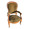 Fauteuil Voltaire Louis Philippe en velours vert bois XIX