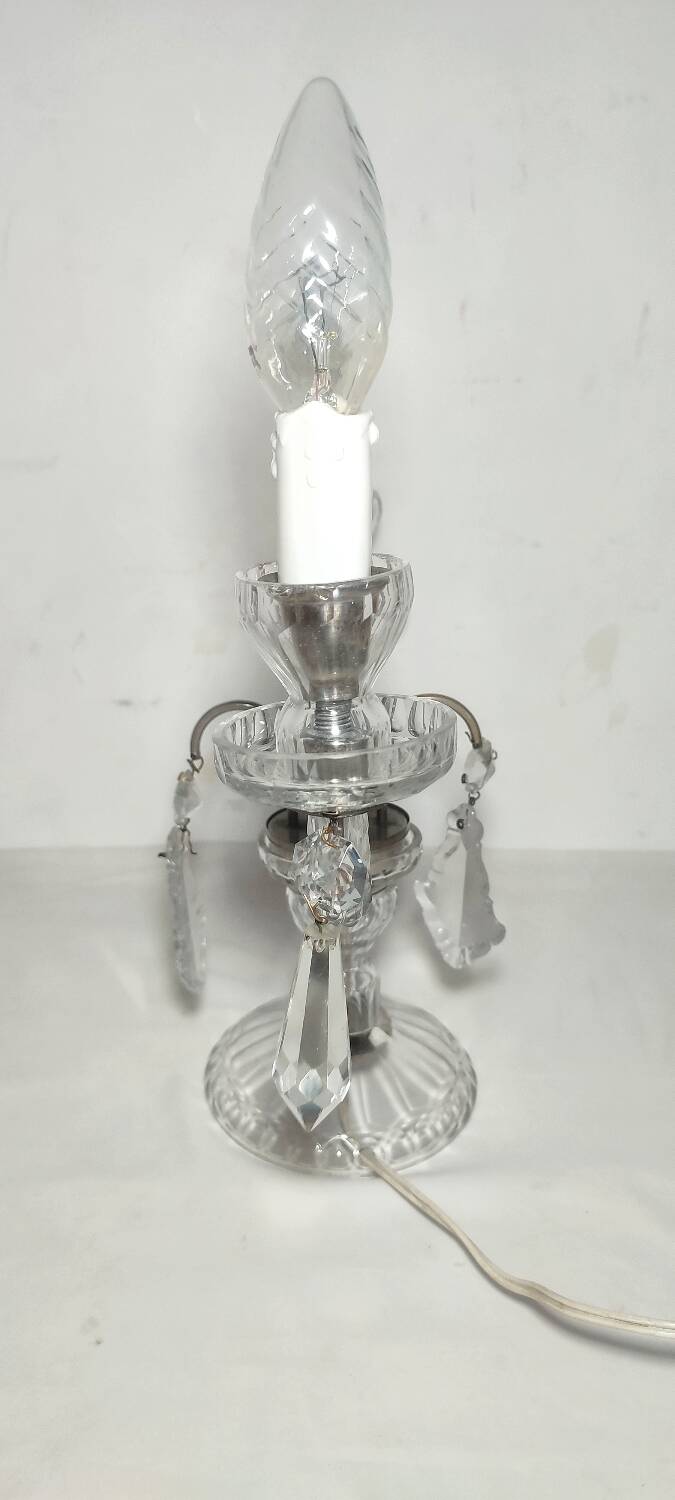 Lámpara de mesa de cristal. Francia, 1950s.