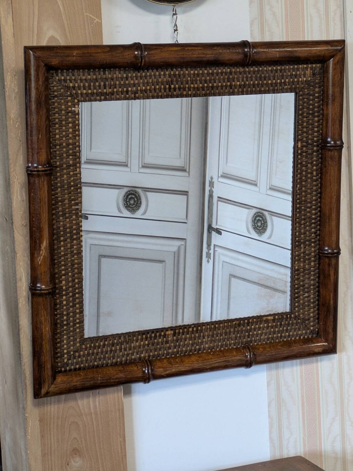 Bamboo rattan mirror